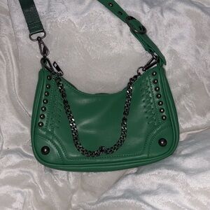 Green Faux Leather Crossbody Bag